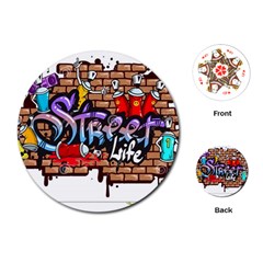 Graffiti Word Characters Composition Decorative Urban World Youth Street Life Art Spraycan Drippy Bl Playing Cards (round) 