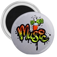 Graffiti Word Character Print Spray Can Element Player Music Notes Drippy Font Text Sample Grunge Ve 3  Magnets by Foxymomma