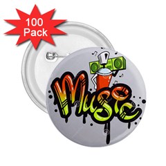 Graffiti Word Character Print Spray Can Element Player Music Notes Drippy Font Text Sample Grunge Ve 2 25  Buttons (100 Pack)  by Foxymomma