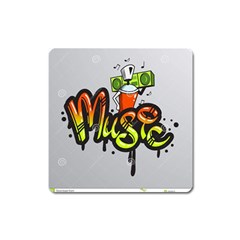 Graffiti Word Character Print Spray Can Element Player Music Notes Drippy Font Text Sample Grunge Ve Square Magnet by Foxymomma