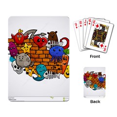 Graffiti Characters Flat Color Concept Cartoon Animals Fruit Abstract Around Brick Wall Vector Illus Playing Card