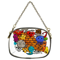 Graffiti Characters Flat Color Concept Cartoon Animals Fruit Abstract Around Brick Wall Vector Illus Chain Purses (two Sides)  by Foxymomma