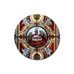 Stained Glass Skylight In The Cedar Creek Room In The Vermont State House Rubber Round Coaster (4 Pack)  by Nexatart