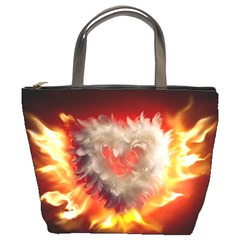 Arts Fire Valentines Day Heart Love Flames Heart Bucket Bags by Nexatart