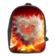 Arts Fire Valentines Day Heart Love Flames Heart School Bags(large) 