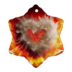 Arts Fire Valentines Day Heart Love Flames Heart Snowflake Ornament (two Sides) by Nexatart