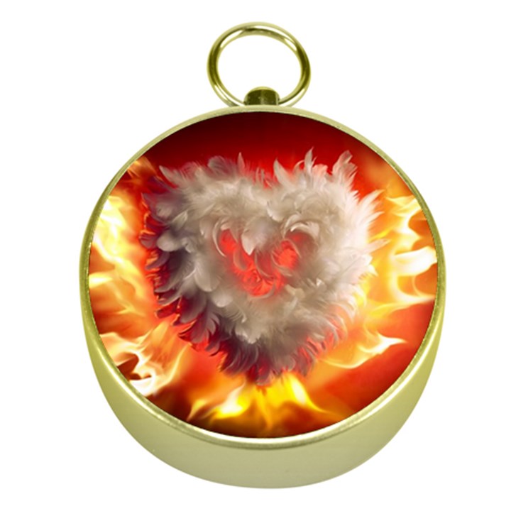 Arts Fire Valentines Day Heart Love Flames Heart Gold Compasses