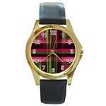 Background Texture Pattern Color Round Gold Metal Watch Front