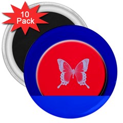 Blue Background Butterflies Frame 3  Magnets (10 Pack) 