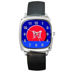 Blue Background Butterflies Frame Square Metal Watch by Nexatart