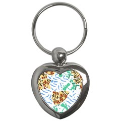 Broken Tile Texture Background Key Chains (heart)  by Nexatart