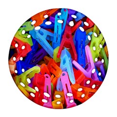 Clothespins Colorful Laundry Jam Pattern Round Filigree Ornament (two Sides) by Nexatart