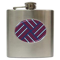 Geometric Background Stripes Red White Hip Flask (6 Oz) by Nexatart