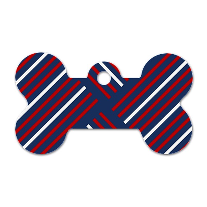 Geometric Background Stripes Red White Dog Tag Bone (One Side)