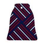 Geometric Background Stripes Red White Ornament (Bell) Front
