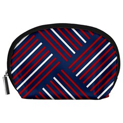 Geometric Background Stripes Red White Accessory Pouches (large)  by Nexatart