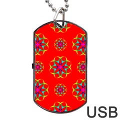 Geometric Circles Seamless Pattern Dog Tag Usb Flash (two Sides) by Nexatart