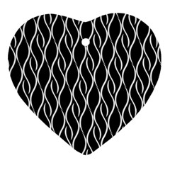 Elegant Black And White Pattern Heart Ornament (two Sides) by Valentinaart