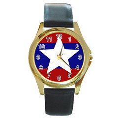 Flag Of The Bureau Of Special Operations Of Myanmar Army Round Gold Metal Watch by abbeyz71