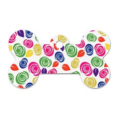 Colorful Roses Dog Tag Bone (two Sides)