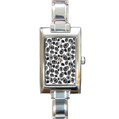 Black Roses Pattern Rectangle Italian Charm Watch by Valentinaart