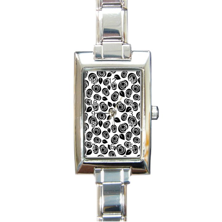 Black roses pattern Rectangle Italian Charm Watch