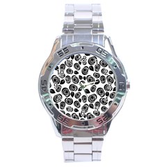 Black Roses Pattern Stainless Steel Analogue Watch by Valentinaart