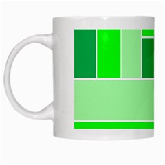 Green Shades Geometric Quad White Mugs by Nexatart