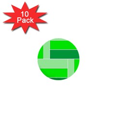 Green Shades Geometric Quad 1  Mini Buttons (10 Pack)  by Nexatart