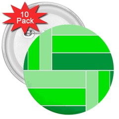 Green Shades Geometric Quad 3  Buttons (10 Pack)  by Nexatart