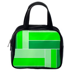 Green Shades Geometric Quad Classic Handbags (one Side) by Nexatart