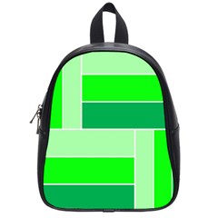 Green Shades Geometric Quad School Bags (small)  by Nexatart