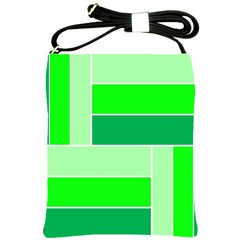 Green Shades Geometric Quad Shoulder Sling Bags by Nexatart