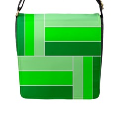 Green Shades Geometric Quad Flap Messenger Bag (l)  by Nexatart