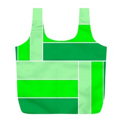 Green Shades Geometric Quad Full Print Recycle Bags (l)  by Nexatart