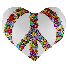 Groovy Flower Clip Art Large 19  Premium Flano Heart Shape Cushions