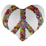 Groovy Flower Clip Art Large 19  Premium Flano Heart Shape Cushions Back