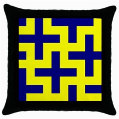 Pattern Blue Yellow Crosses Plus Style Bright Throw Pillow Case (black) by Nexatart