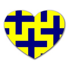 Pattern Blue Yellow Crosses Plus Style Bright Heart Mousepads by Nexatart