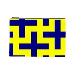 Pattern Blue Yellow Crosses Plus Style Bright Cosmetic Bag (large) 