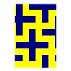 Pattern Blue Yellow Crosses Plus Style Bright Shower Curtain 48  X 72  (small)  by Nexatart