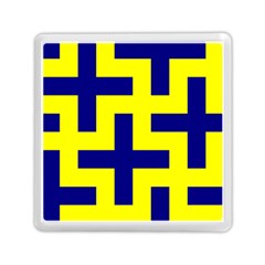 Pattern Blue Yellow Crosses Plus Style Bright Memory Card Reader (square)  by Nexatart