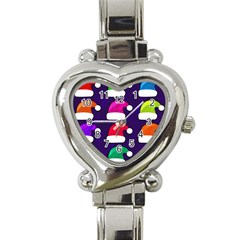 Santa Hats Santa Claus Holidays Heart Italian Charm Watch by Nexatart