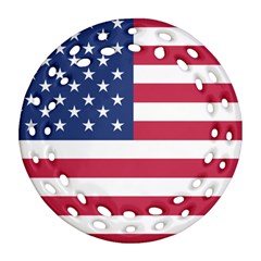 American Flag Ornament (round Filigree)