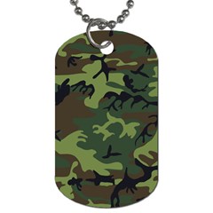 Camouflage Green Brown Black Dog Tag (two Sides) by Nexatart