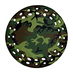 Camouflage Green Brown Black Ornament (round Filigree)