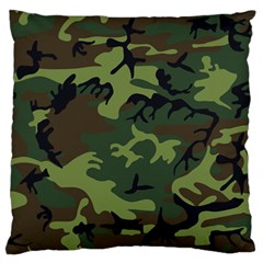 Camouflage Green Brown Black Large Flano Cushion Case (two Sides) by Nexatart