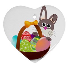 Easter Bunny Eggs Nest Basket Ornament (heart)