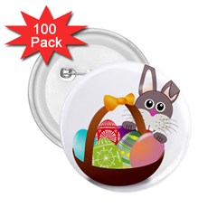 Easter Bunny Eggs Nest Basket 2 25  Buttons (100 Pack)  by Nexatart