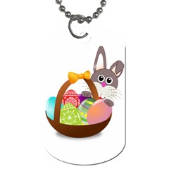 Easter Bunny Eggs Nest Basket Dog Tag (two Sides) by Nexatart